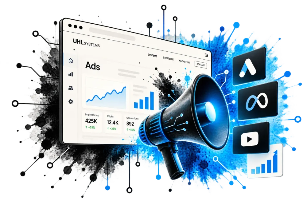 Ads-Dashboard mit Kampagnen-Kennzahlen und Kanälen