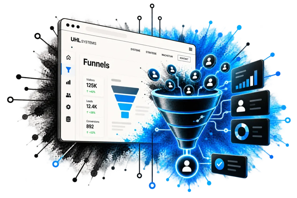 Funnel-Dashboard mit Besuchern, Leads und Conversions